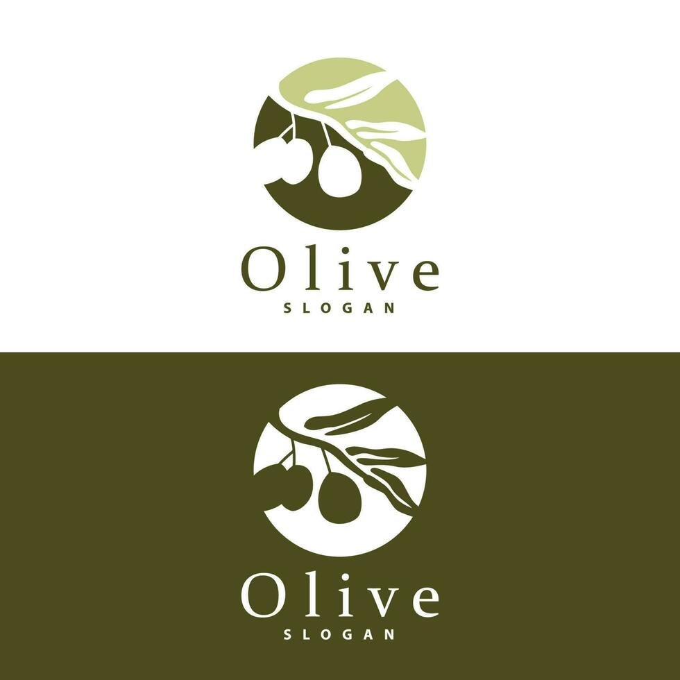 Olive Oil Logo, Olive Leaf Plant Herbal Garden Vector, Simple Elegant Luxurious Icon Design Template illustration vector