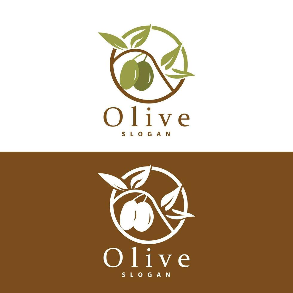 Olive Oil Logo, Olive Leaf Plant Herbal Garden Vector, Simple Elegant Luxurious Icon Design Template illustration vector