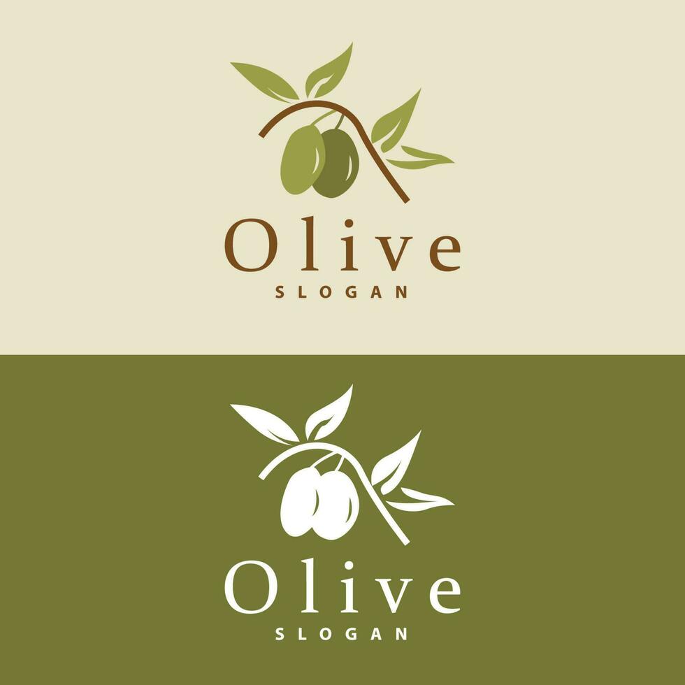 Olive Oil Logo, Olive Leaf Plant Herbal Garden Vector, Simple Elegant Luxurious Icon Design Template illustration vector