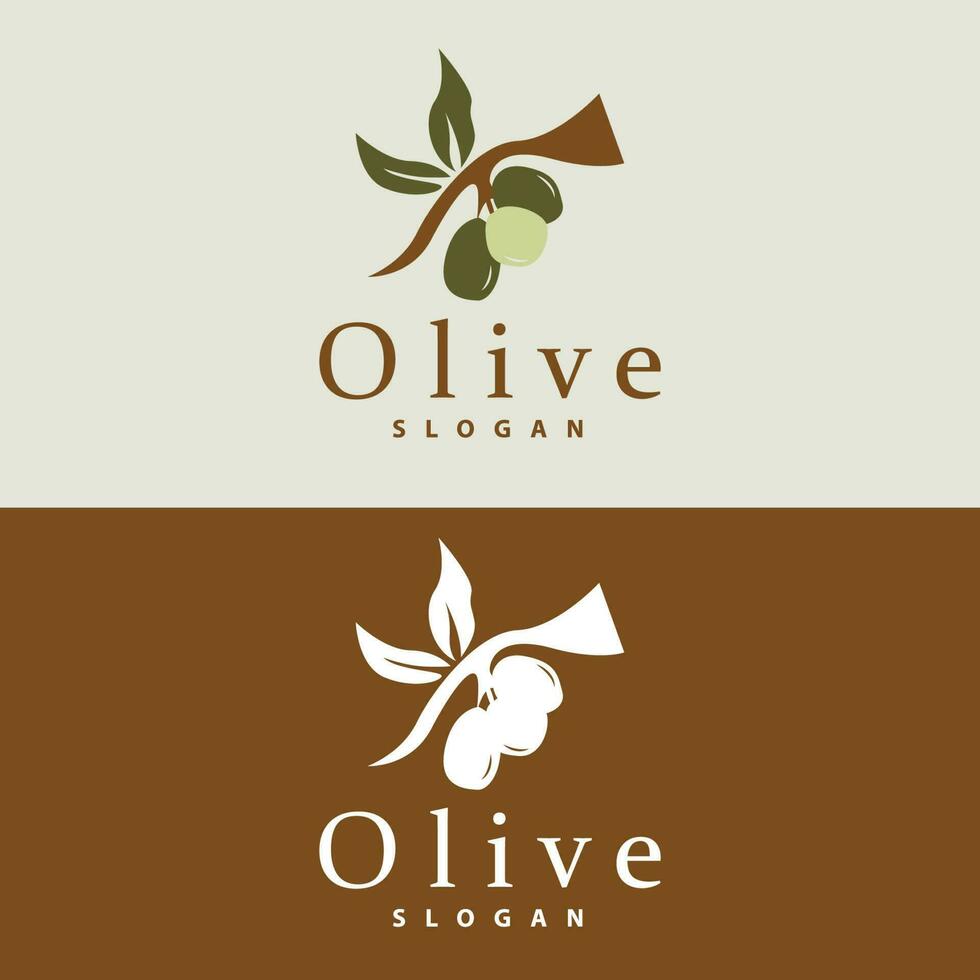 Olive Oil Logo, Olive Leaf Plant Herbal Garden Vector, Simple Elegant Luxurious Icon Design Template illustration vector