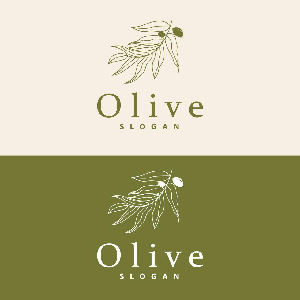 Olive Oil Logo, Olive Leaf Plant Herbal Garden Vector, Simple Elegant Luxurious Icon Design Template illustration vector