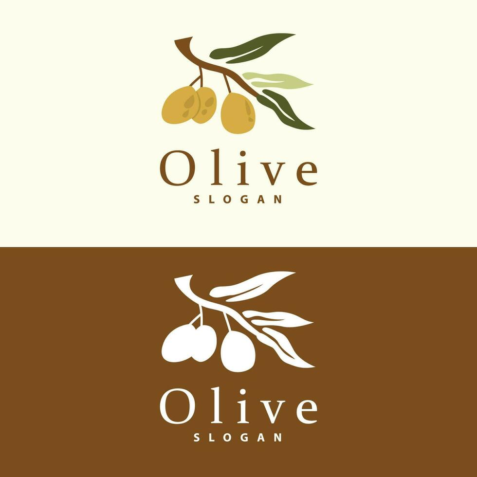 Olive Oil Logo, Olive Leaf Plant Herbal Garden Vector, Simple Elegant Luxurious Icon Design Template illustration vector