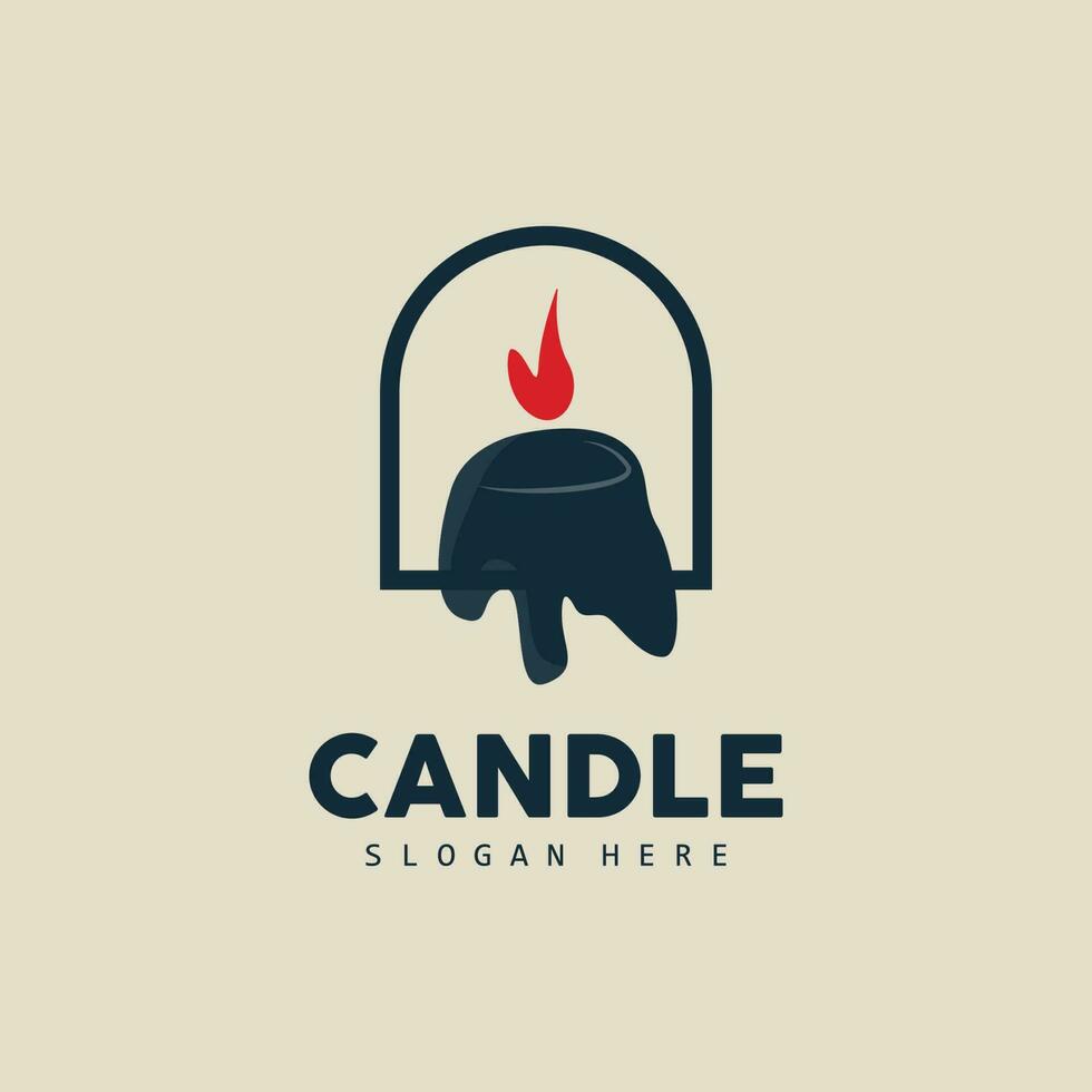 Candle Logo, Elegant Romantic Candle Light Dinner Flame Light Design, Traditional Spa Candle Vector