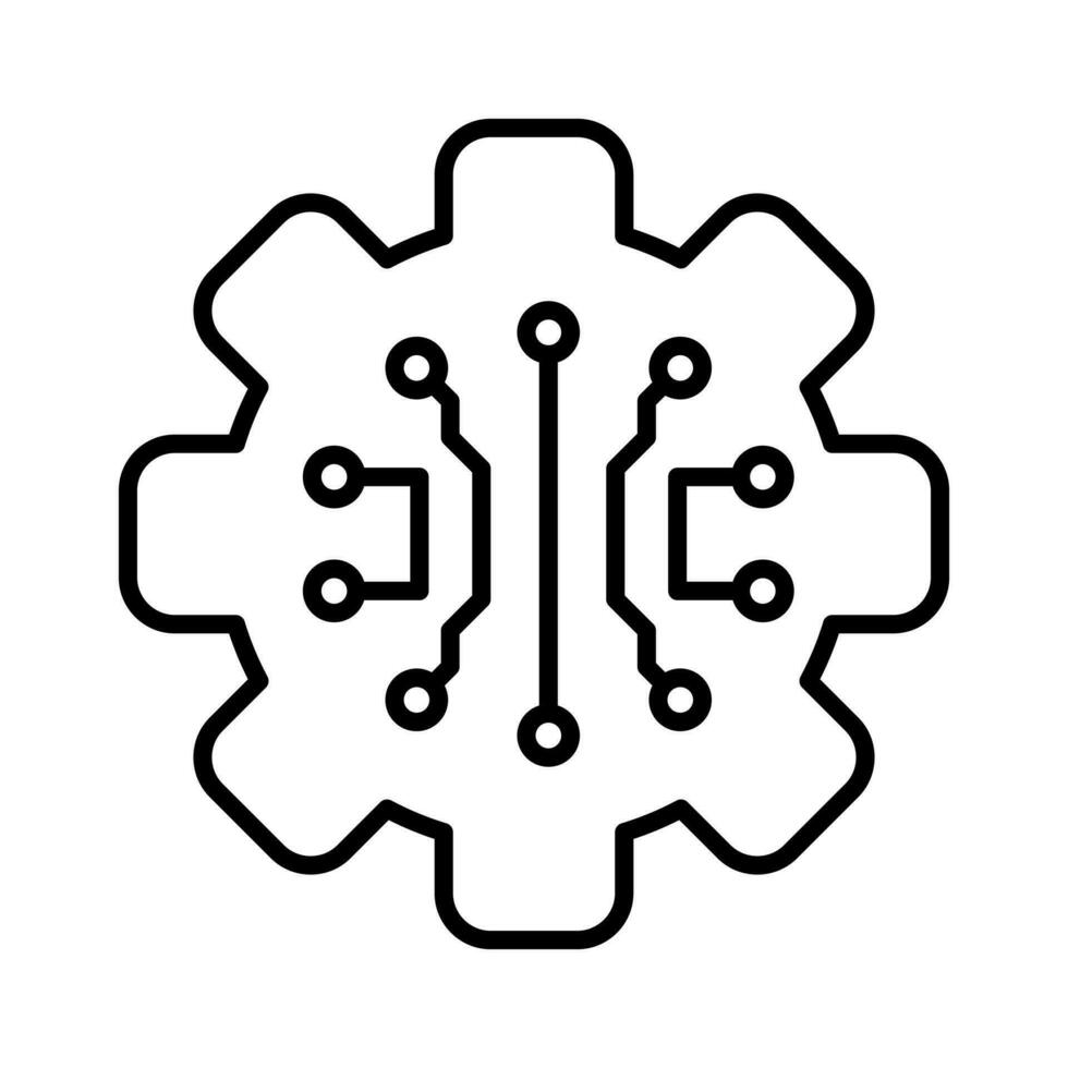 brain gear system automation outline icon vector illustration