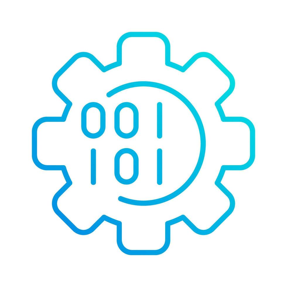 binary system automation gradient outline icon vector illustration