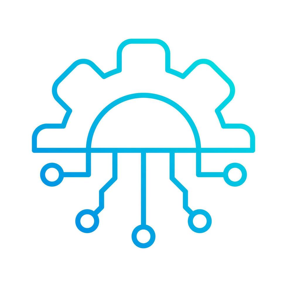 circuit system automation gradient outline icon vector illustration