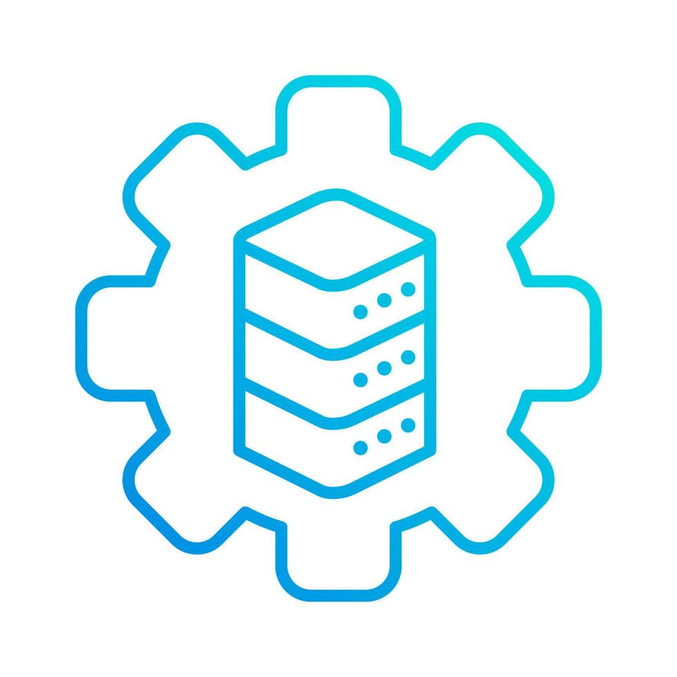 database system automation gradient outline icon vector illustration