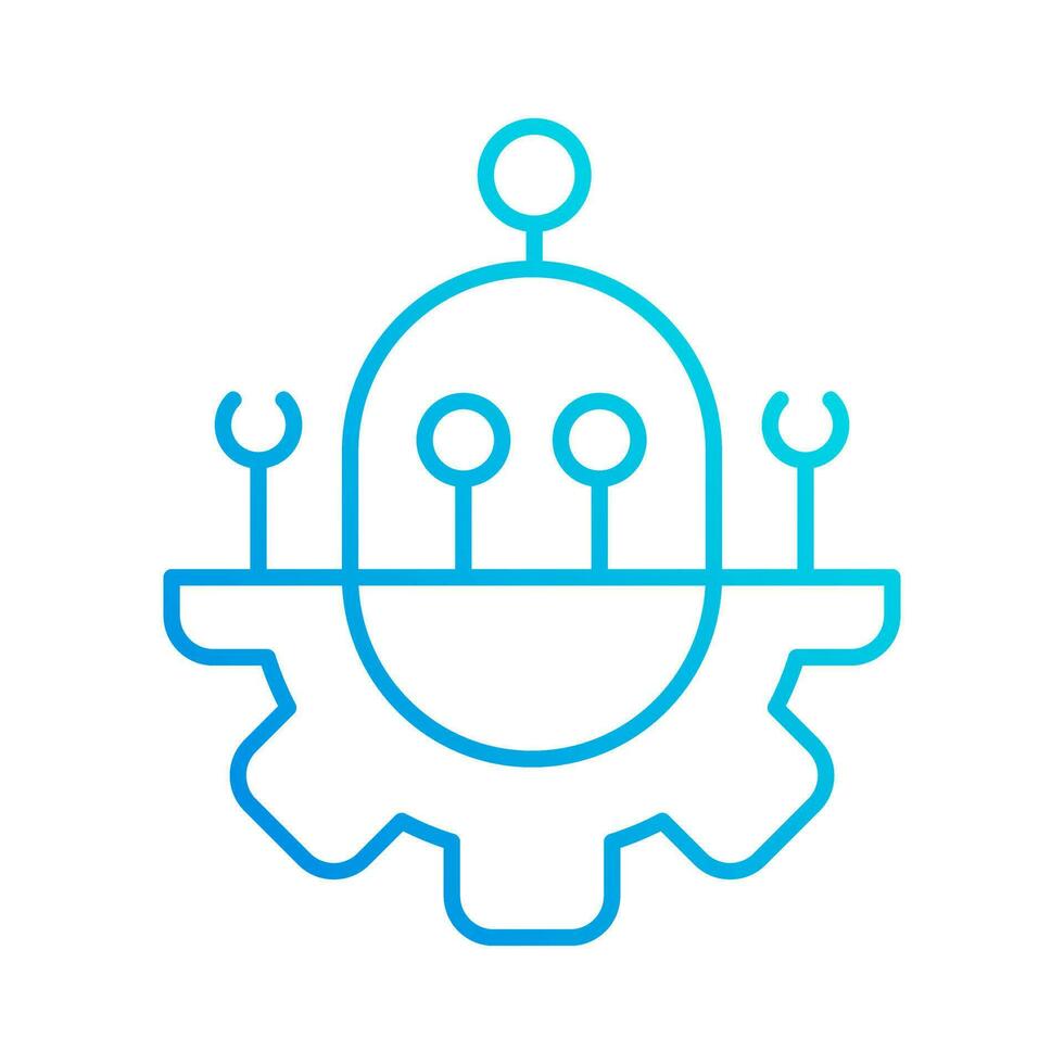 robot system automation gradient outline icon vector illustration