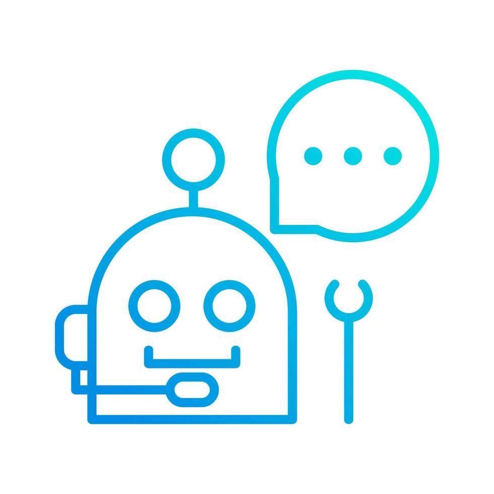 robot assistance automation gradient outline icon vector illustration