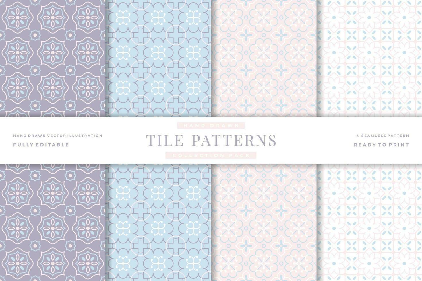 pastel color tile seamless patterns collection vector