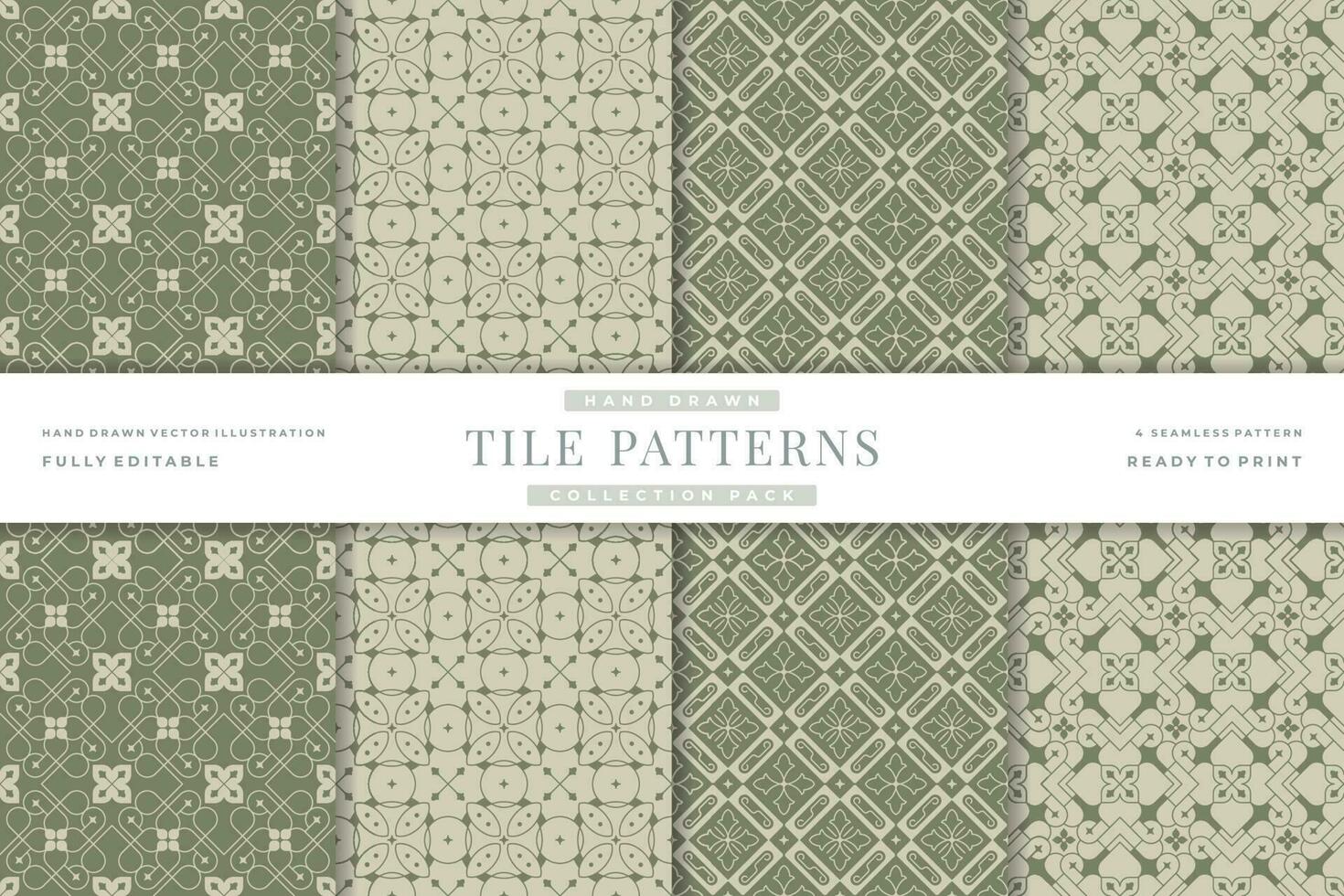 green tile seamless patterns collection vector