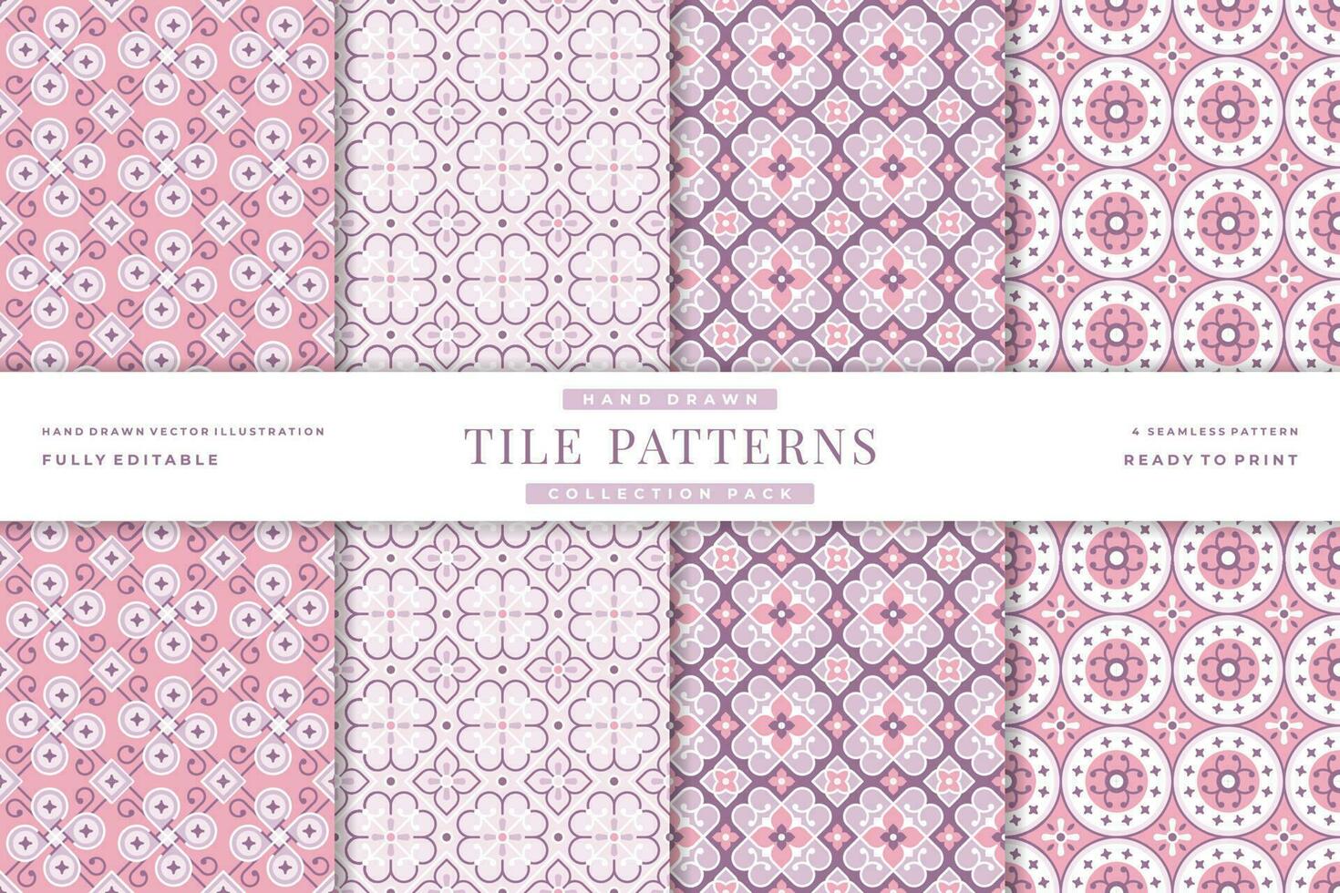 pink tile seamless patterns collection vector