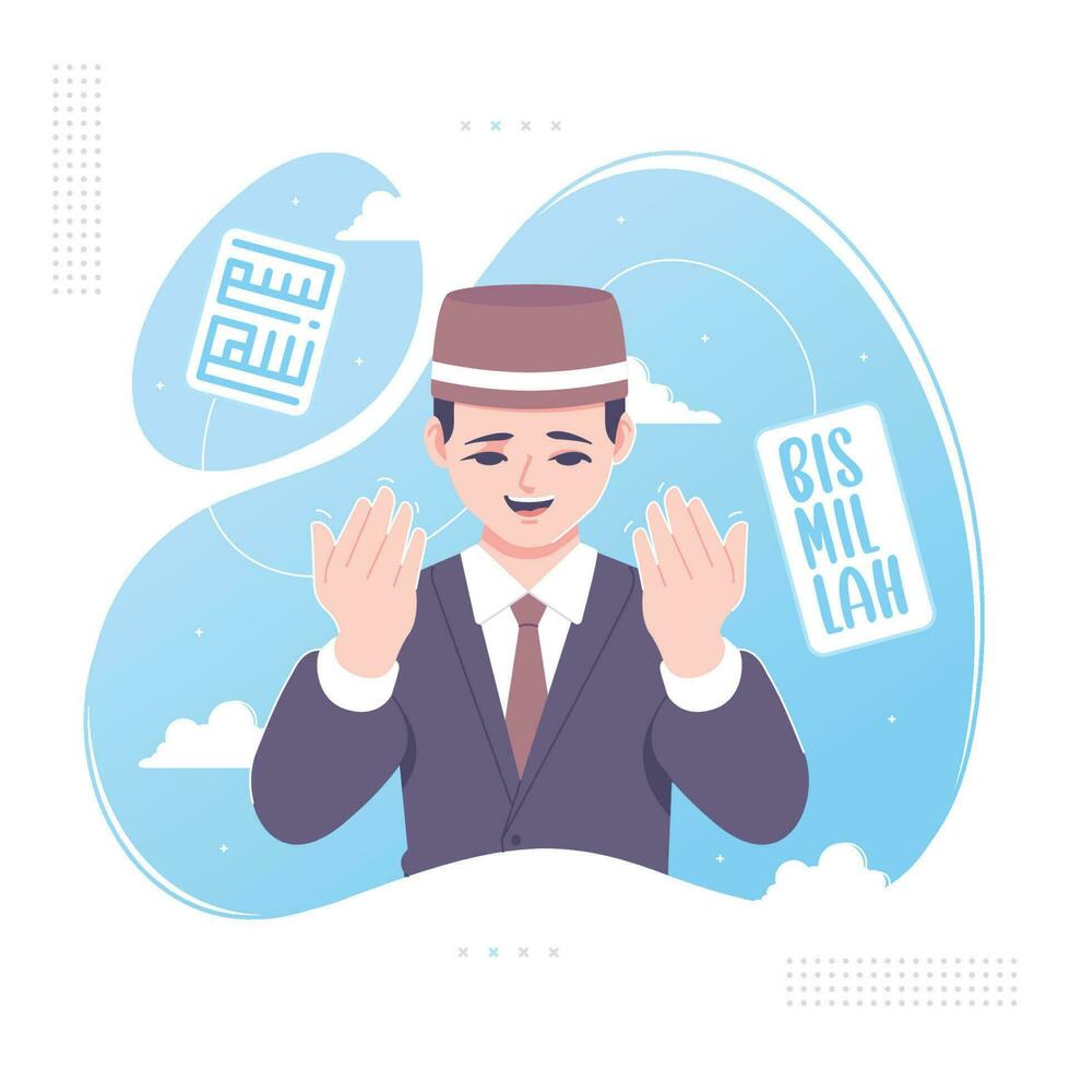 start with bismillah islamic illustration vector