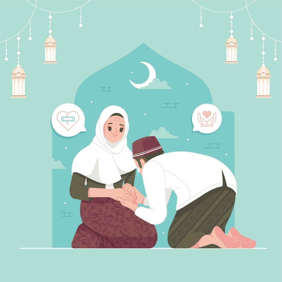 eid mubarak forgiveness traditional culture vector