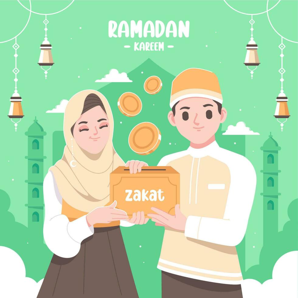 islamic charity zakat illustration background vector