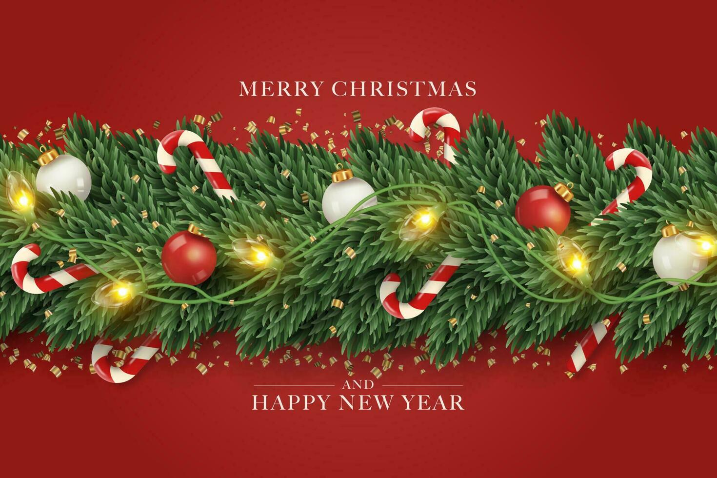 Merry Christmas Background with realistic christmas ornament vector