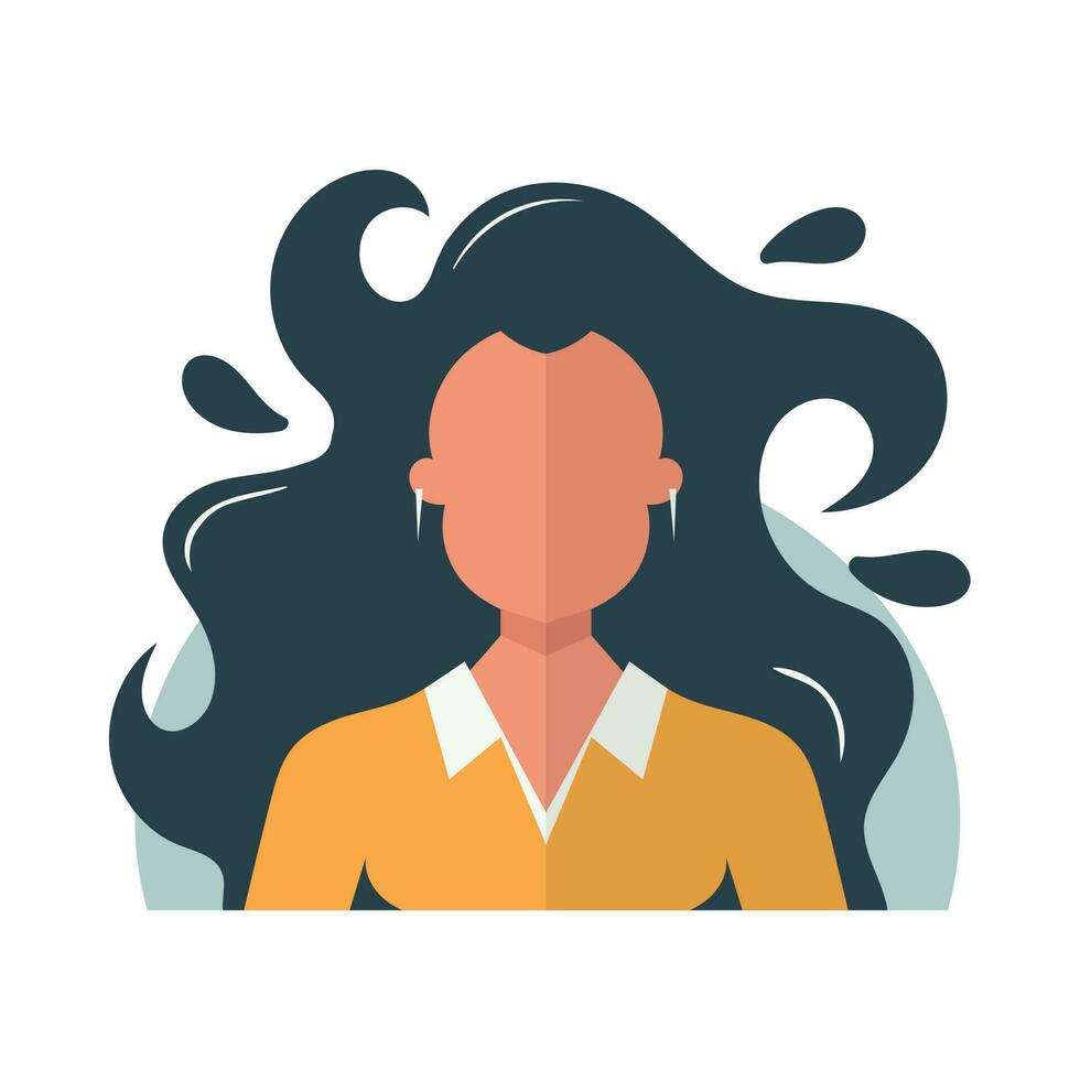 Female face avatar illustration. Vector on white. Flat design in trendy colors