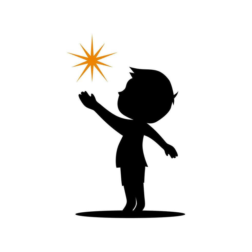 boy holding star vector logo