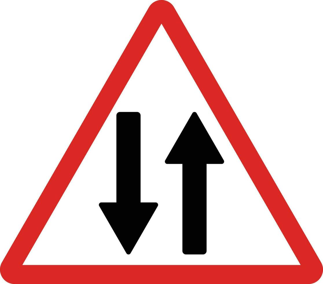 warning triangle traffic sign for two way . Two way road sign vector