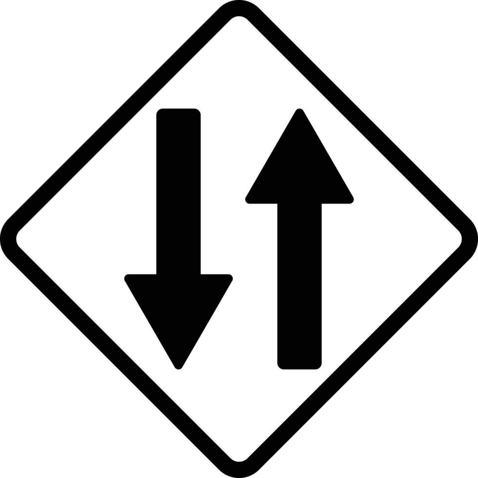 two way road traffic sign vector . two arrow sign in square