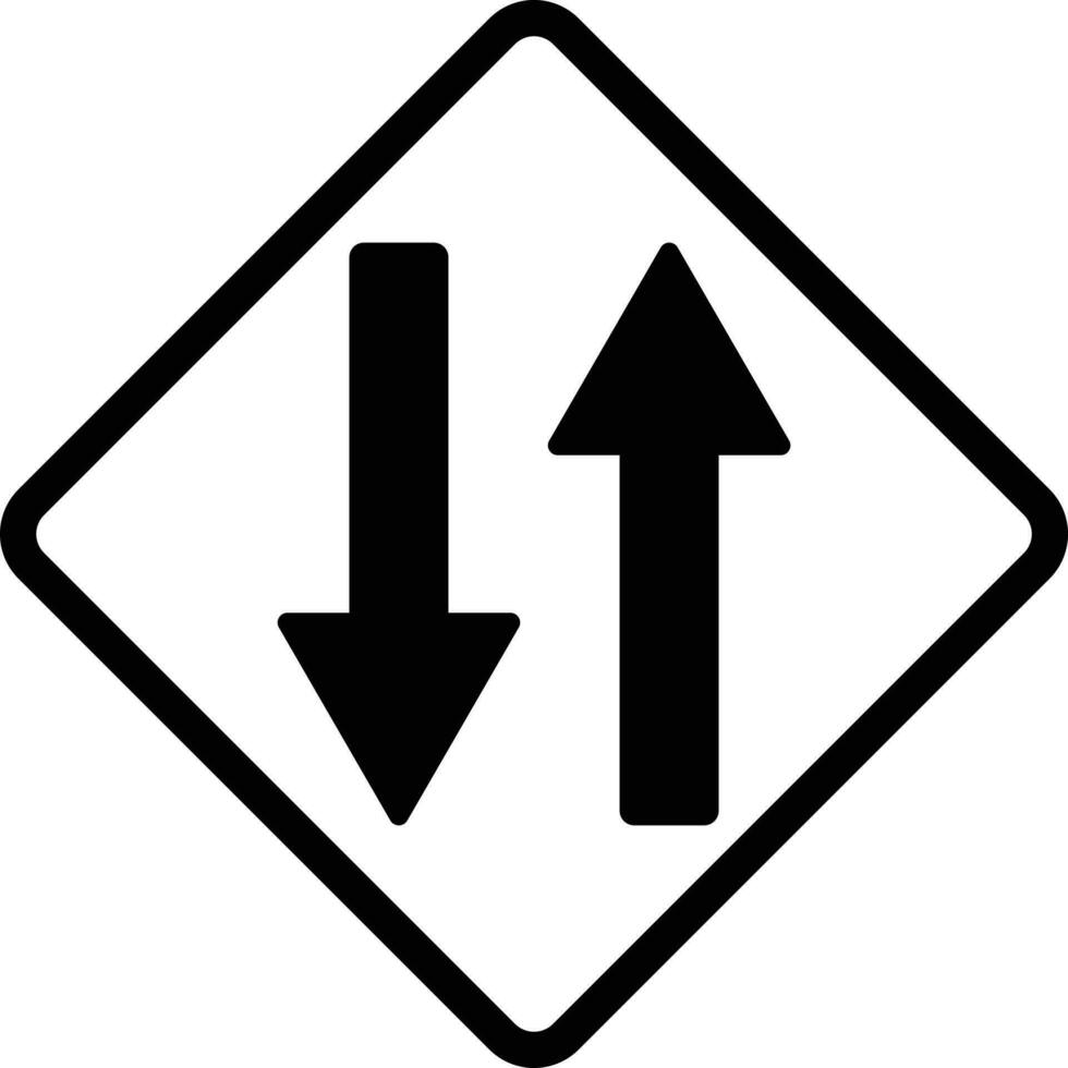 two way road traffic sign vector . two arrow sign in square