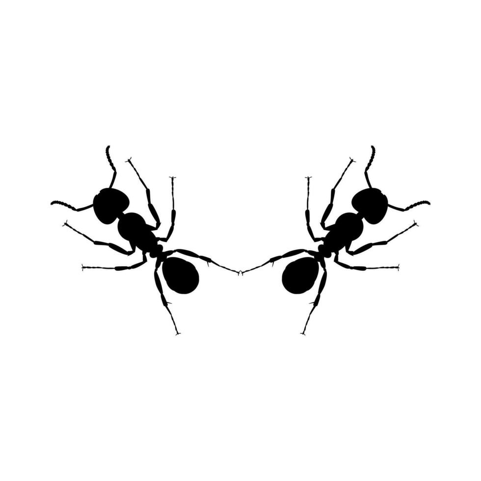 Pair of the Ant Silhouette for Art Illustration, Logo, Pictogram, Website, or Graphic Design Element. Vector Illustration