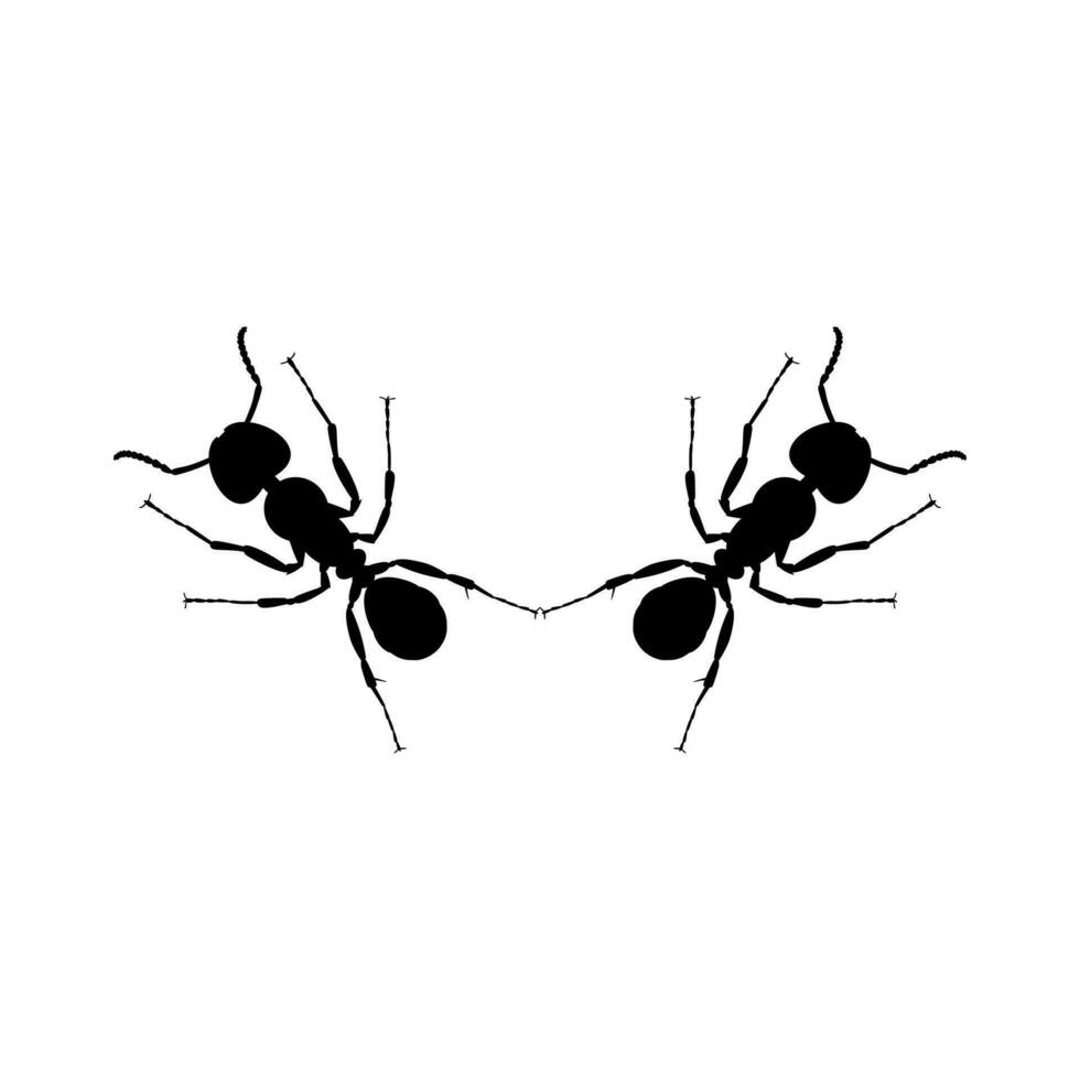 Pair of the Ant Silhouette for Art Illustration, Logo, Pictogram, Website, or Graphic Design Element. Vector Illustration