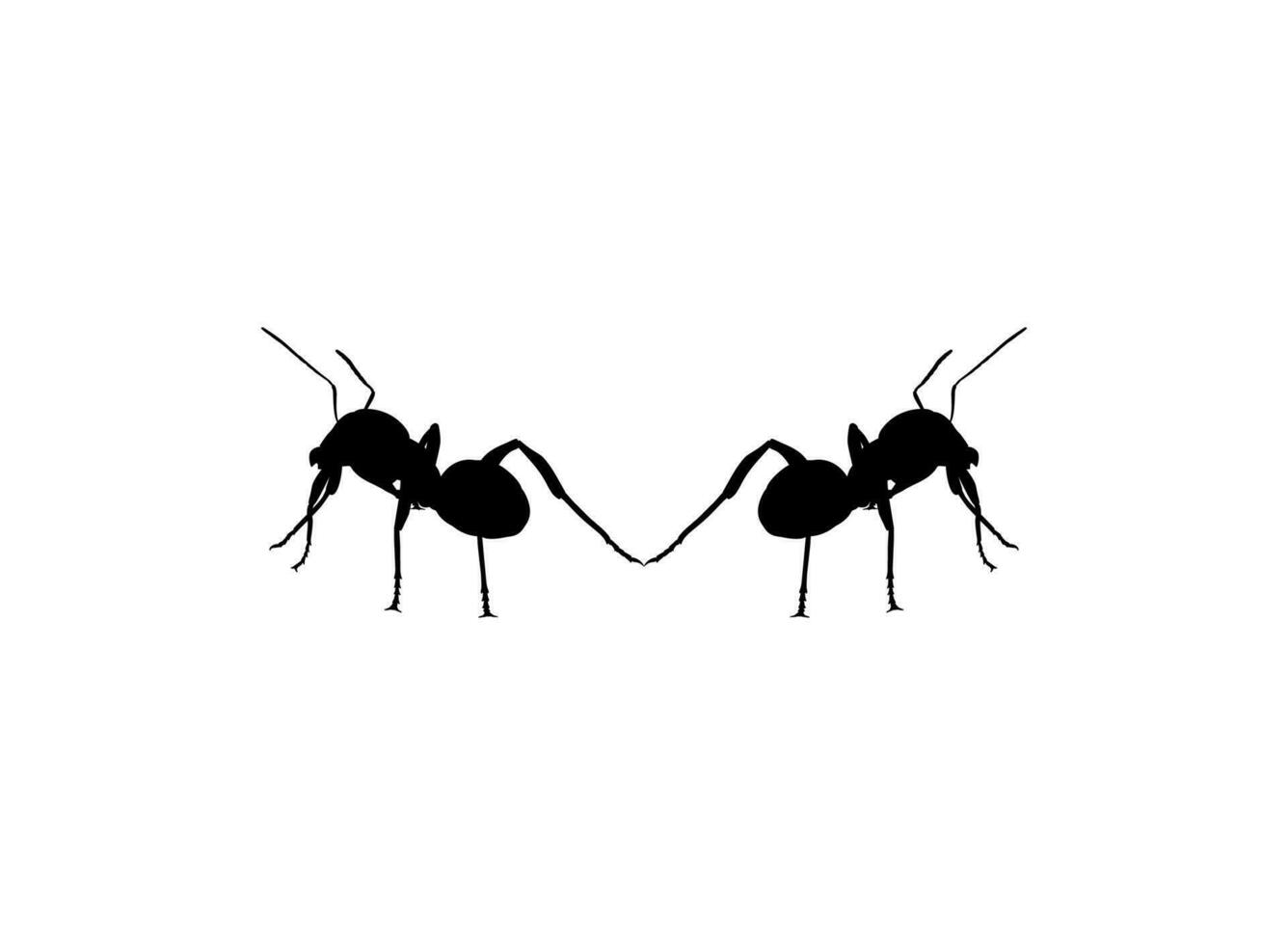 Pair of the Ant Silhouette for Art Illustration, Logo, Pictogram, Website, or Graphic Design Element. Vector Illustration