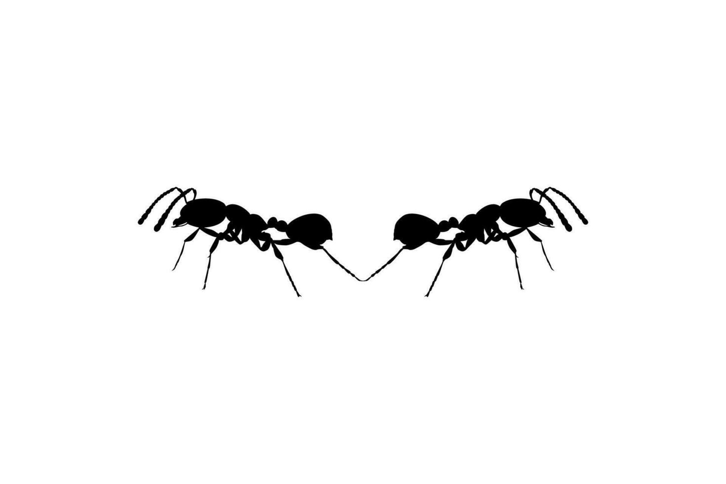 Pair of the Ant Silhouette for Art Illustration, Logo, Pictogram, Website, or Graphic Design Element. Vector Illustration