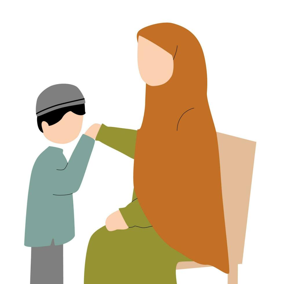 Mother and her son greeting illustration vector