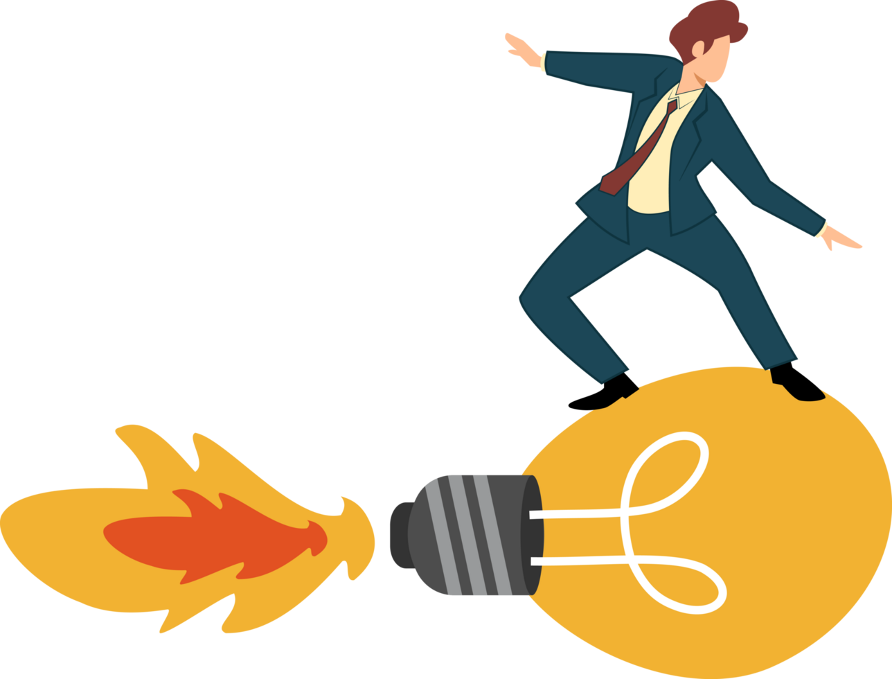 businessman riding light bulb. creative idea concept. see a business opportunity. concept of improving business png