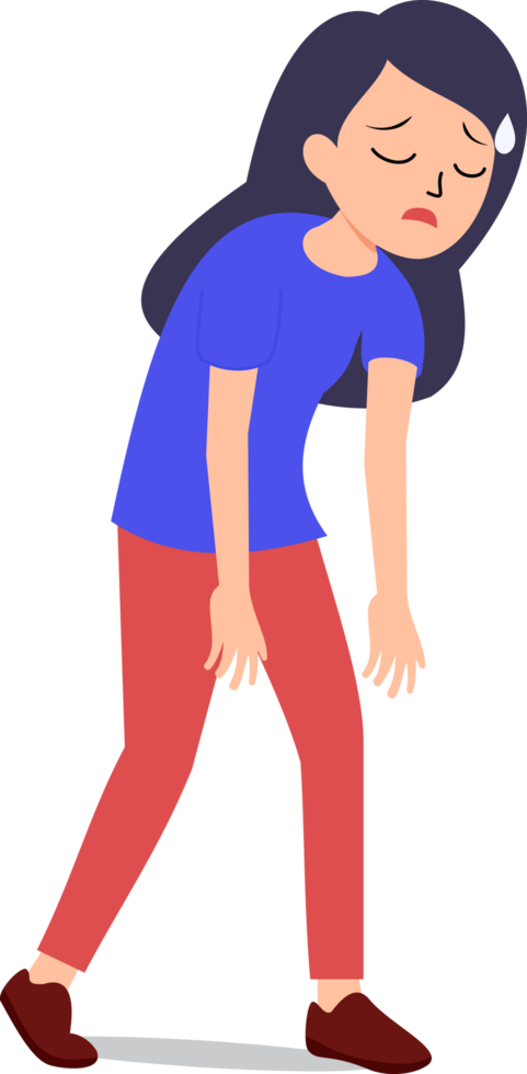 woman walking with exhausted gesture. young girl walking exhausted. woman with tired expression png