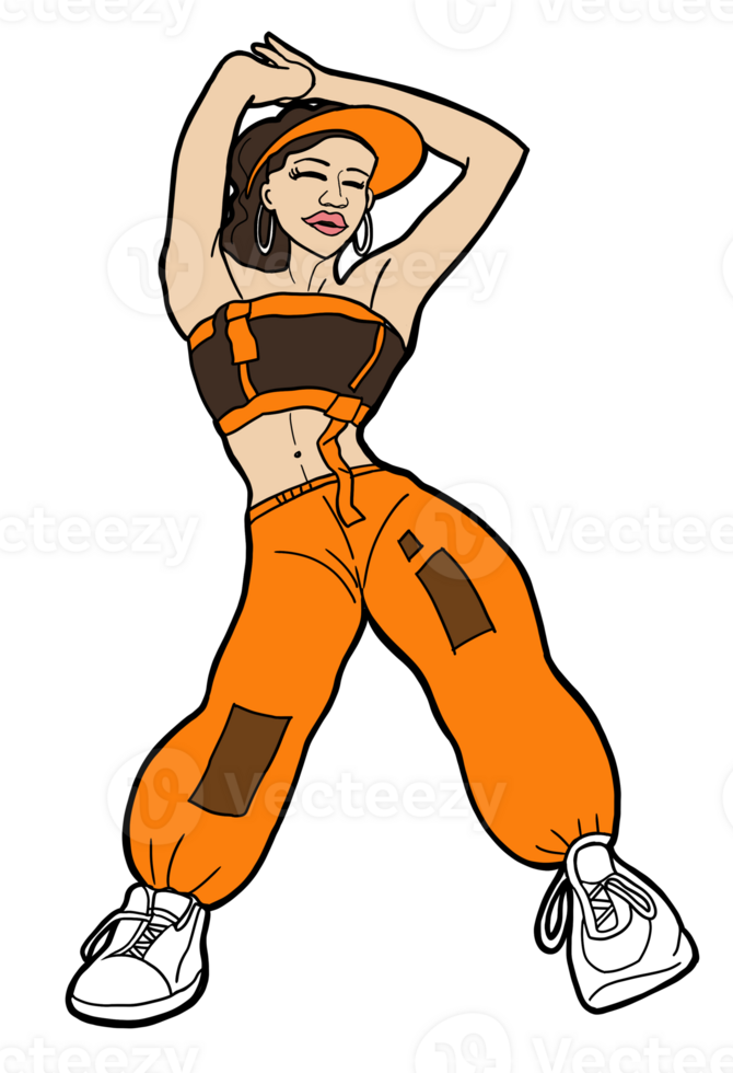 tecknad serie flicka dansa gen z mode png