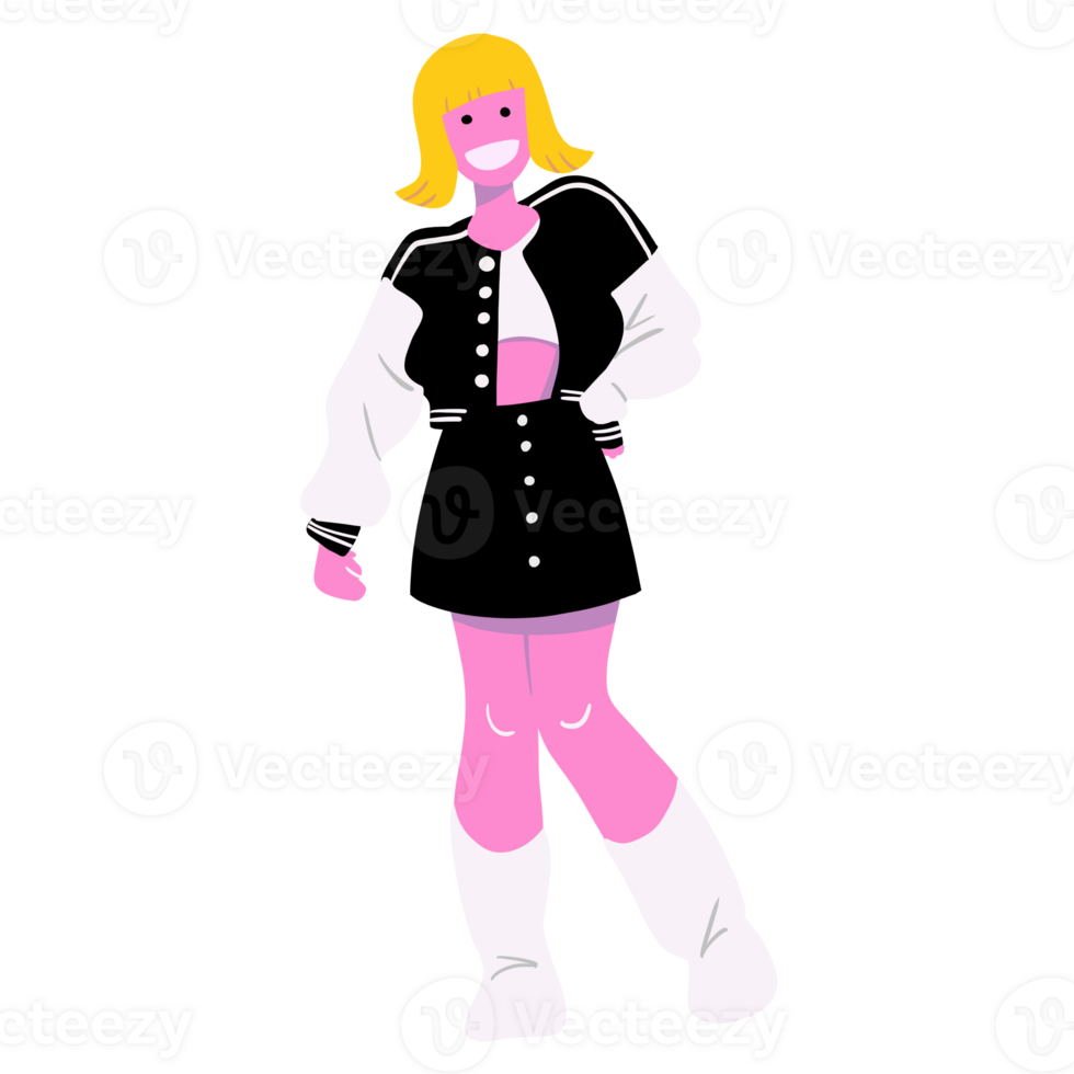 Cartoon girl Gen Z fashion png