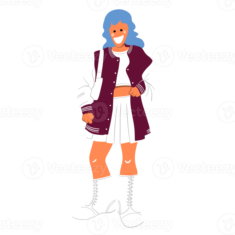 dessin animé fille gen z mode png