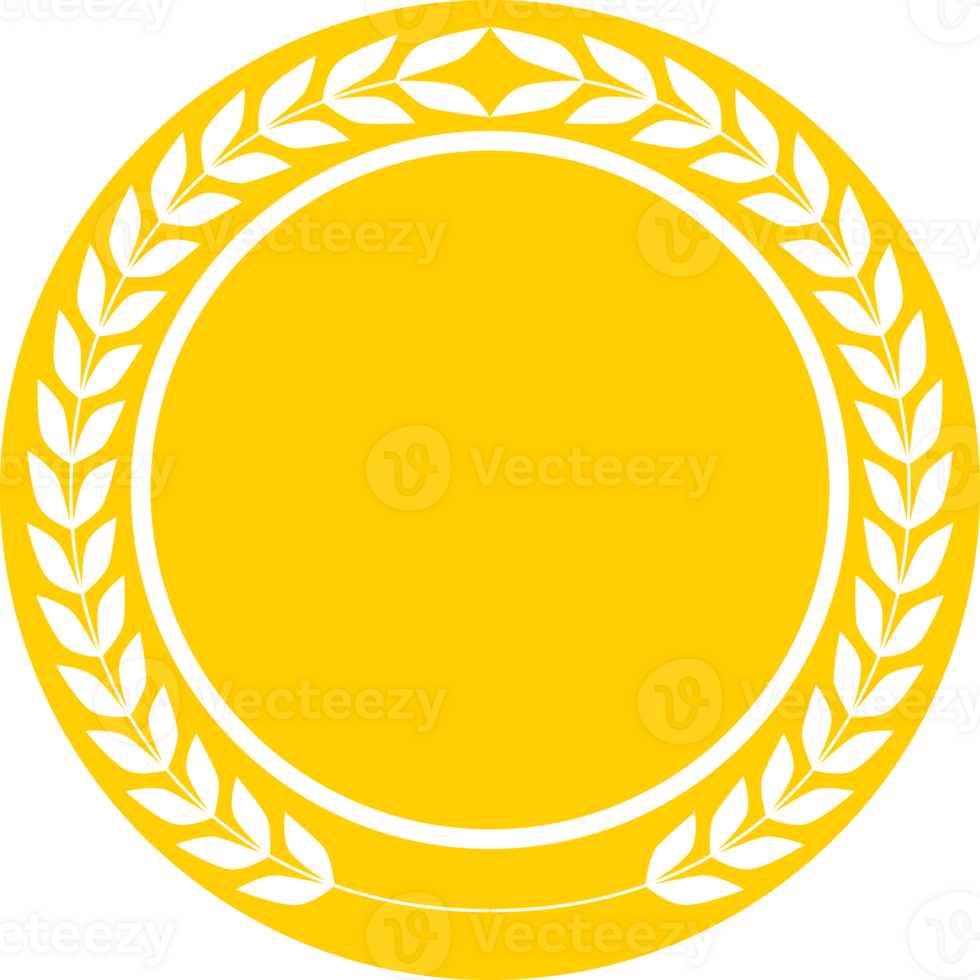 Transparent golden medal trophy for victory win at contest as an award and prize for achievement png