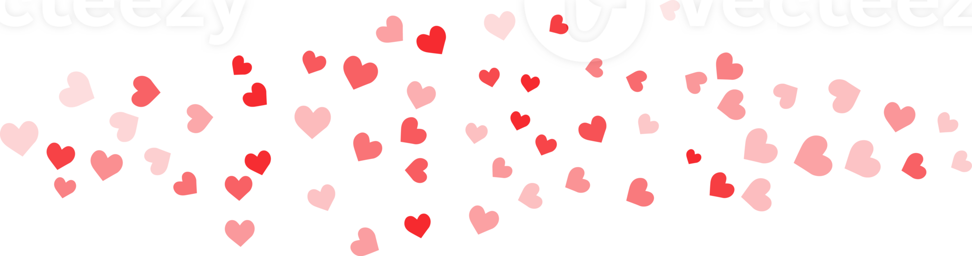 Scattered heart shapes in red colors. Cute and romantic pattern decoration for love design concept png