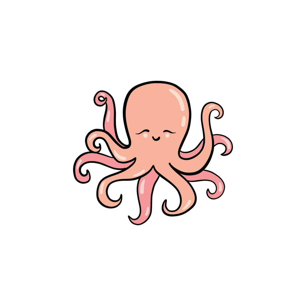 Cute Octopus Cartoon Vector Illustration for design element