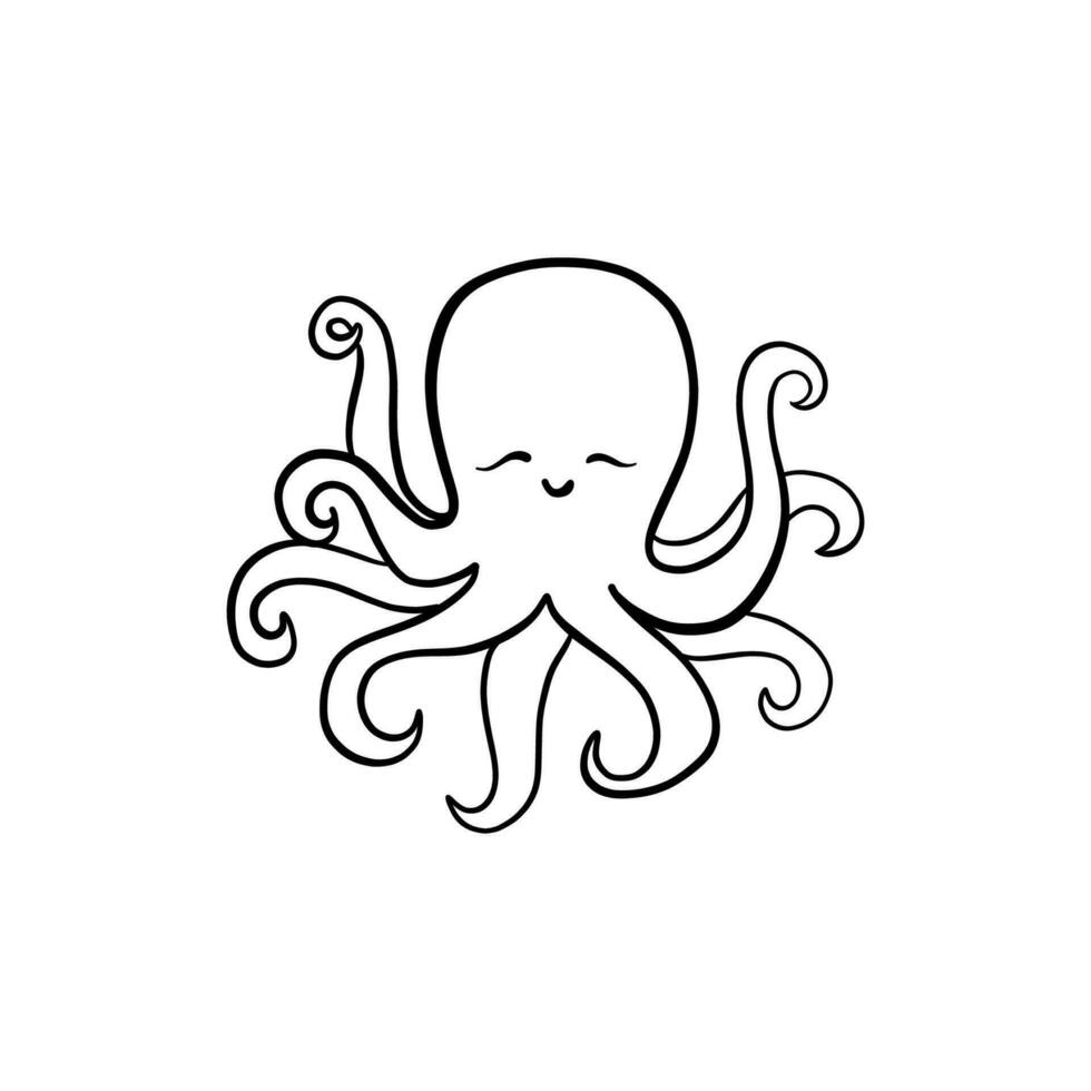 Cute Octopus Cartoon Vector Illustration for design element