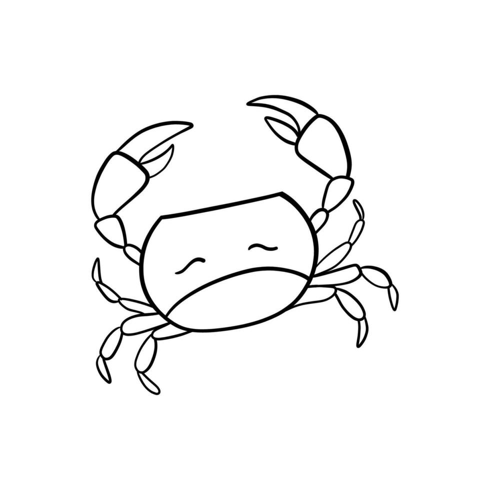 personaje de cangrejo sonriendo con grandes garras en blanco. vector