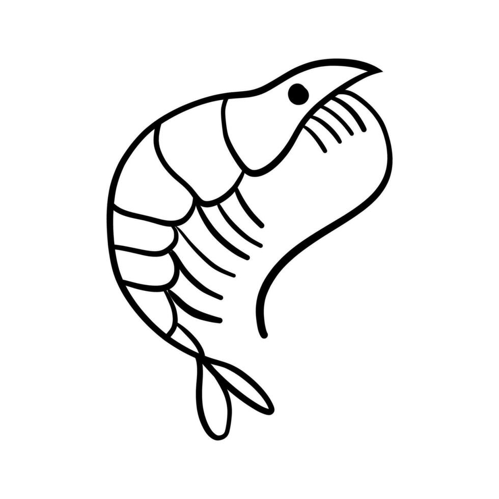 Shrimp icon in flat style, fresh sea food. Isolated on white background. Vector illustration.