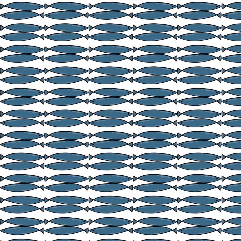 Vector abstract seamless pattern on the theme of the sea, travel, adventure and discovery. Vintage repeating background with hand drawn fish sketches