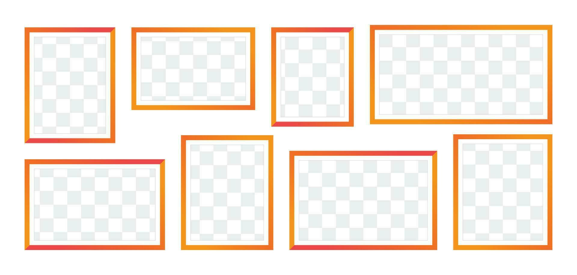 Photo Frames isolated on white background, vector set of elegant color square frames of various sizes. Blank framing for your design.