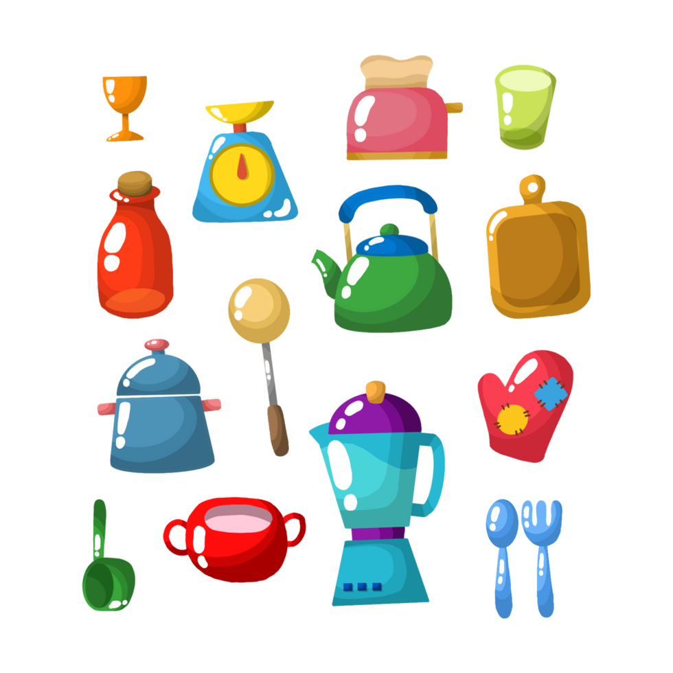 Cute Kitchen Tools and Appliances Icons Collection png