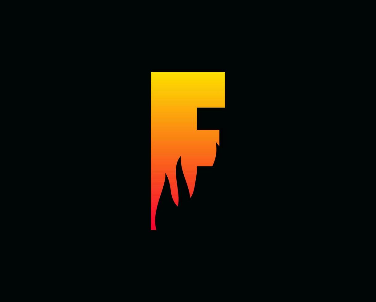 F letter flame logo design fire Illustration vector
