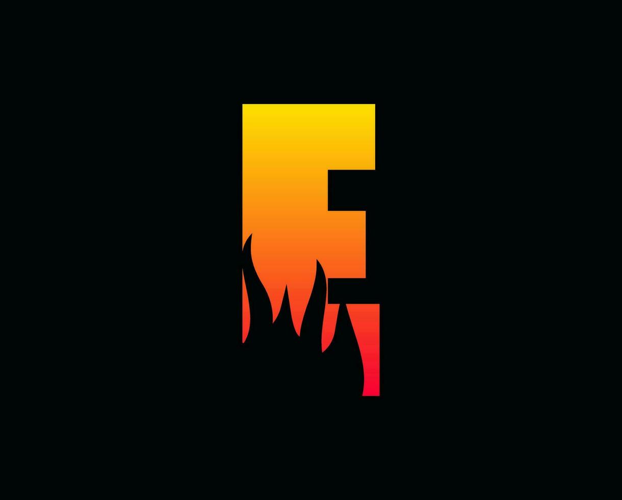 E letter flame logo design fire Illustration vector