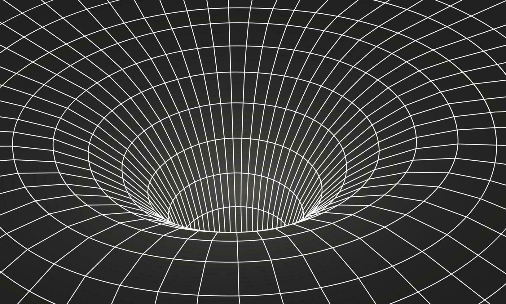 agujero de gusano geométrico cuadrícula estructura metálica túnel plano estilo diseño vector ilustración.