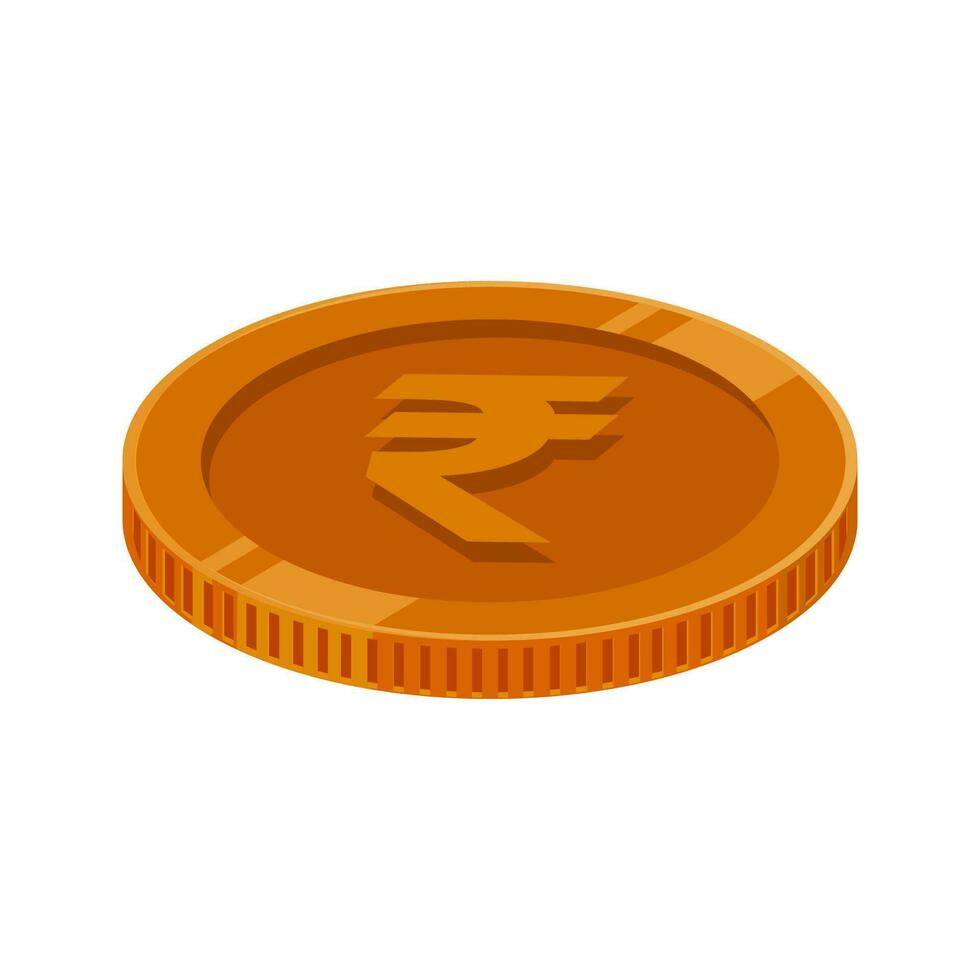 rupia India moneda bronce dinero rupia cobre moneda símbolo vector