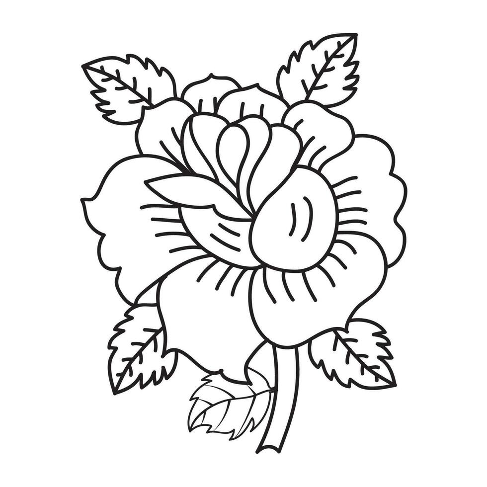 Set of different flower line on white background. Flowers drawing with line-art on white backgrounds. vector