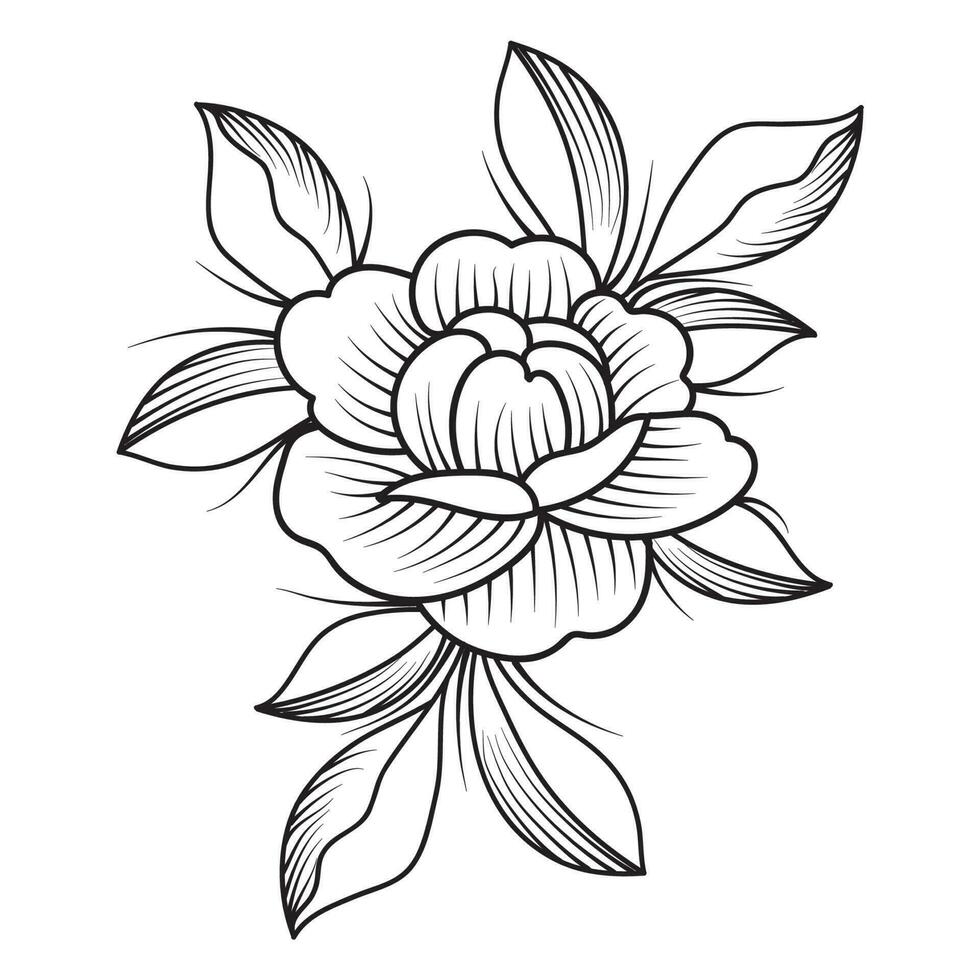 conjunto de diferente flor línea en blanco antecedentes. flores dibujo con arte lineal en blanco antecedentes. vector